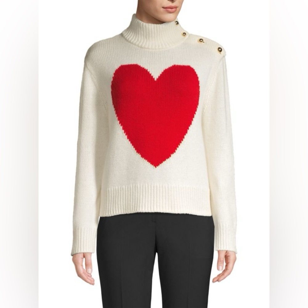kate spade Cream Turtleneck Sweater with Red Heart